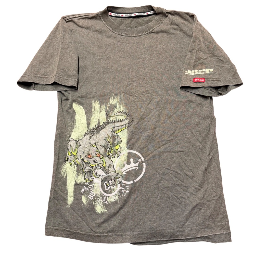 JNCO Jeans Mens Graphic T-Shirt Gray Short Sleeve VTG Small